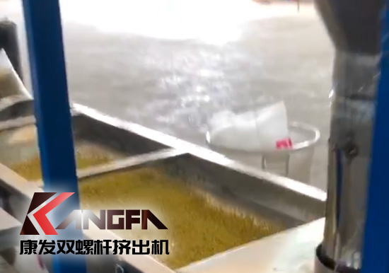 單、雙螺桿擠出機優(yōu)勢互補、高效率高產能!康發(fā)塑機JSH-75/180雙階式(雙螺桿/單螺桿)擠出機組試機!