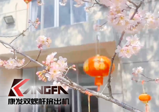 人間芳菲三月天——康發(fā)雙螺桿擠出機(jī)廠區(qū)一角掠影