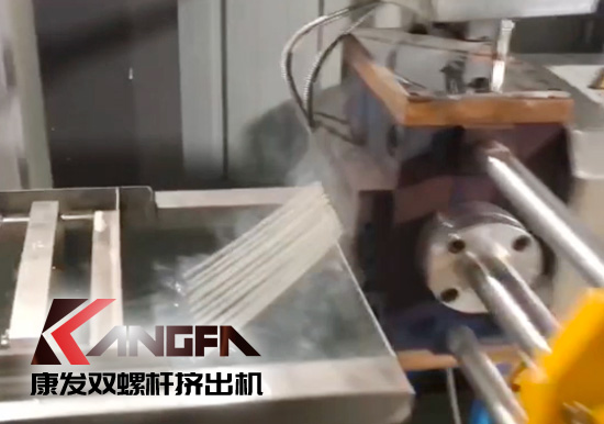 65高扭+PLC，尼龍加纖雙螺桿擠出機試機